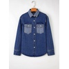 image:imageSidefeel Womens Jean Jacket Oversized Boyfriend Shacket Button Down Long Sleeve Trendy Tonal Wash Denim JacketsDeep Blue