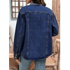 image:imageSidefeel Womens Jean Jacket Oversized Boyfriend Shacket Button Down Long Sleeve Trendy Tonal Wash Denim JacketsDeep Blue