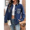 image:imageSidefeel Womens Jean Jacket Oversized Boyfriend Shacket Button Down Long Sleeve Trendy Tonal Wash Denim JacketsDeep Blue