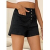 image:imageSidefeel Womens Jean Shorts Button Fly Stretchy High Waisted Summer Outfit Denim ShortsBlack
