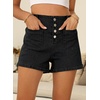 image:imageSidefeel Womens Jean Shorts Button Fly Stretchy High Waisted Summer Outfit Denim ShortsBlack