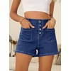 image:imageSidefeel Womens Jean Shorts Button Fly Stretchy High Waisted Summer Outfit Denim ShortsBlue