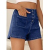 image:imageSidefeel Womens Jean Shorts Button Fly Stretchy High Waisted Summer Outfit Denim ShortsBlue