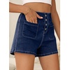 image:imageSidefeel Womens Jean Shorts Button Fly Stretchy High Waisted Summer Outfit Denim ShortsBluing