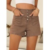 image:imageSidefeel Womens Jean Shorts Button Fly Stretchy High Waisted Summer Outfit Denim ShortsBrown