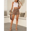 image:imageSidefeel Womens Jean Shorts Button Fly Stretchy High Waisted Summer Outfit Denim ShortsBrown