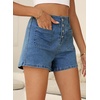 image:imageSidefeel Womens Jean Shorts Button Fly Stretchy High Waisted Summer Outfit Denim ShortsDark Blue