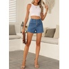 image:imageSidefeel Womens Jean Shorts Button Fly Stretchy High Waisted Summer Outfit Denim ShortsDark Blue