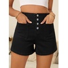 image:imageSidefeel Womens Jean Shorts Button Fly Stretchy High Waisted Summer Outfit Denim ShortsDeep Black
