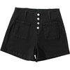 image:imageSidefeel Womens Jean Shorts Button Fly Stretchy High Waisted Summer Outfit Denim ShortsDeep Black