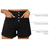 image:imageSidefeel Womens Jean Shorts Button Fly Stretchy High Waisted Summer Outfit Denim ShortsDeep Black