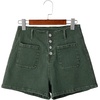 image:imageSidefeel Womens Jean Shorts Button Fly Stretchy High Waisted Summer Outfit Denim ShortsGreen