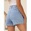 image:imageSidefeel Womens Jean Shorts Button Fly Stretchy High Waisted Summer Outfit Denim ShortsIceland Blue
