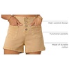 image:imageSidefeel Womens Jean Shorts Button Fly Stretchy High Waisted Summer Outfit Denim ShortsKhaki