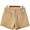 image:imageSidefeel Womens Jean Shorts Button Fly Stretchy High Waisted Summer Outfit Denim ShortsKhaki