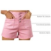 image:imageSidefeel Womens Jean Shorts Button Fly Stretchy High Waisted Summer Outfit Denim ShortsPink