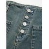 image:imageSidefeel Womens Jean Shorts Button Fly Stretchy High Waisted Summer Outfit Denim ShortsReal Teal