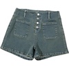 image:imageSidefeel Womens Jean Shorts Button Fly Stretchy High Waisted Summer Outfit Denim ShortsReal Teal