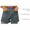image:imageSidefeel Womens Jean Shorts Button Fly Stretchy High Waisted Summer Outfit Denim ShortsReal Teal
