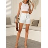 image:imageSidefeel Womens Jean Shorts Button Fly Stretchy High Waisted Summer Outfit Denim ShortsWhite