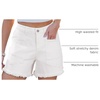 image:imageSidefeel Womens Jean Shorts Casual Summer High Waisted Stretchy Raw Hem Denim Shorts with PocketsCream White