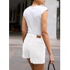 image:imageSidefeel Womens Jean Shorts Casual Summer High Waisted Stretchy Raw Hem Denim Shorts with PocketsCream White