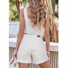 image:imageSidefeel Womens Jean Shorts Casual Summer High Waisted Stretchy Raw Hem Denim Shorts with PocketsCream White