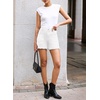image:imageSidefeel Womens Jean Shorts Casual Summer High Waisted Stretchy Raw Hem Denim Shorts with PocketsCream White