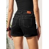 image:imageSidefeel Womens Jean Shorts High Waisted Drawstring Fold Hem Baggy Denim ShortsBlack