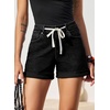 image:imageSidefeel Womens Jean Shorts High Waisted Drawstring Fold Hem Baggy Denim ShortsBlack