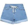 image:imageSidefeel Womens Jean Shorts High Waisted Drawstring Fold Hem Baggy Denim ShortsIceland Blue