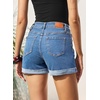 image:imageSidefeel Womens Jean Shorts High Waisted Drawstring Fold Hem Baggy Denim ShortsLight Blue