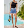 image:imageSidefeel Womens Jean Shorts High Waisted Drawstring Fold Hem Baggy Denim ShortsLight Blue