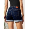image:imageSidefeel Womens Jean Shorts High Waisted Drawstring Fold Hem Baggy Denim ShortsNavy Blue