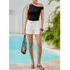 image:imageSidefeel Womens Jean Shorts High Waisted Drawstring Fold Hem Baggy Denim ShortsWhite