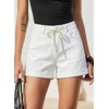 image:imageSidefeel Womens Jean Shorts High Waisted Drawstring Fold Hem Baggy Denim ShortsWhite