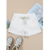 image:imageSidefeel Womens Jean Shorts High Waisted Drawstring Fold Hem Baggy Denim ShortsWhite