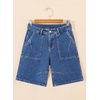 image:imageSidefeel Womens Jean Shorts High Waisted Stretchy Bermuda Pleated Denim Summer ShortsBlue