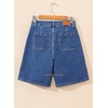 image:imageSidefeel Womens Jean Shorts High Waisted Stretchy Bermuda Pleated Denim Summer ShortsBlue