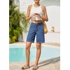 image:imageSidefeel Womens Jean Shorts High Waisted Stretchy Bermuda Pleated Denim Summer ShortsBlue