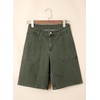 image:imageSidefeel Womens Jean Shorts High Waisted Stretchy Bermuda Pleated Denim Summer ShortsGreen
