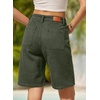 image:imageSidefeel Womens Jean Shorts High Waisted Stretchy Bermuda Pleated Denim Summer ShortsGreen