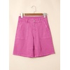 image:imageSidefeel Womens Jean Shorts High Waisted Stretchy Bermuda Pleated Denim Summer ShortsHot Pink