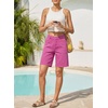 image:imageSidefeel Womens Jean Shorts High Waisted Stretchy Bermuda Pleated Denim Summer ShortsHot Pink