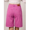 image:imageSidefeel Womens Jean Shorts High Waisted Stretchy Bermuda Pleated Denim Summer ShortsHot Pink