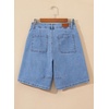 image:imageSidefeel Womens Jean Shorts High Waisted Stretchy Bermuda Pleated Denim Summer ShortsLight Blue