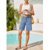 image:imageSidefeel Womens Jean Shorts High Waisted Stretchy Bermuda Pleated Denim Summer ShortsLight Blue