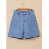 image:imageSidefeel Womens Jean Shorts High Waisted Stretchy Bermuda Pleated Denim Summer ShortsLight Blue