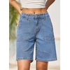 image:imageSidefeel Womens Jean Shorts High Waisted Stretchy Bermuda Pleated Denim Summer ShortsLight Blue