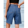 image:imageSidefeel Womens Jean Shorts High Waisted Stretchy Bermuda Pleated Denim Summer ShortsSky Blue